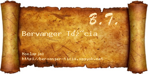 Bervanger Tícia névjegykártya